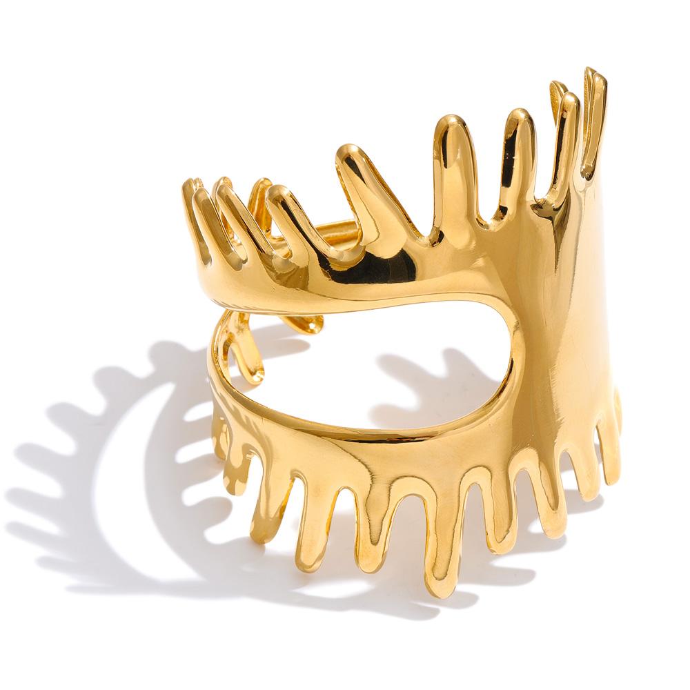 

Yhpup 57mm Stainless Steel Hollow Wide Statement Bracelet Bangle 18K Gold Color PVD Plated Geometric Attractive Jewelry