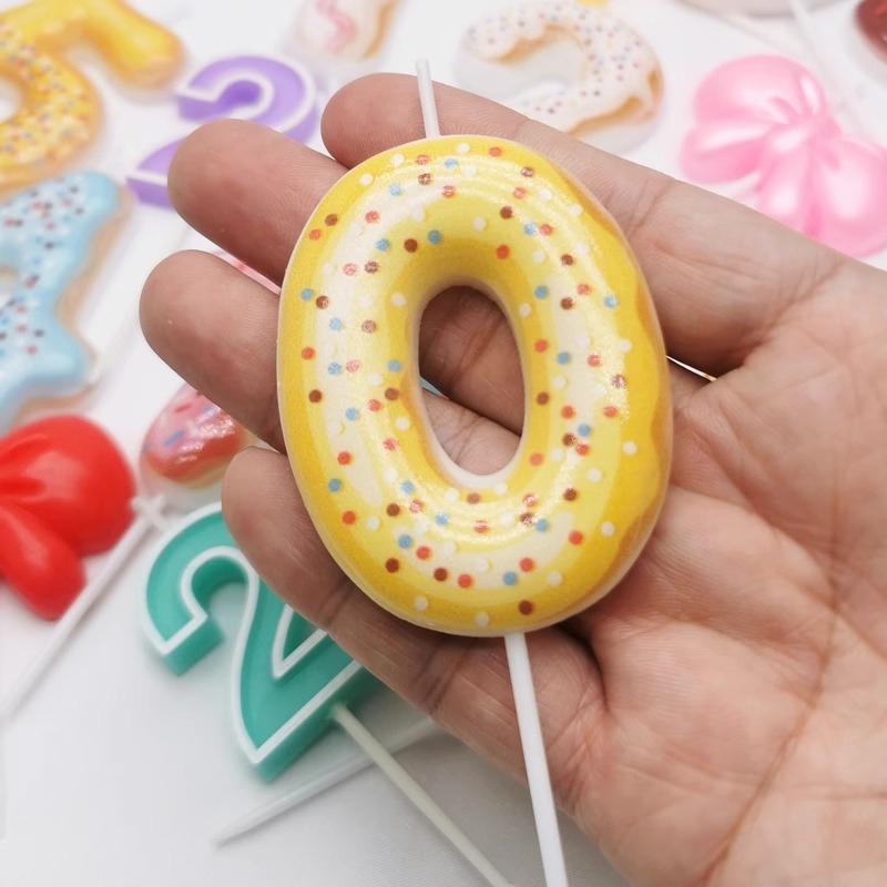 Cute 0-9 Number Candles for Kids Girl Birthday Cake Donut Decor Digital Candle  Cake Topper Wedding Anniversary Party Decor
