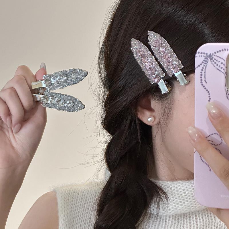 Korean Style Elegant Shiny Rhinestone Seamless Hair Clip Simple Versatile Fashion Side Clip Hair Accessories