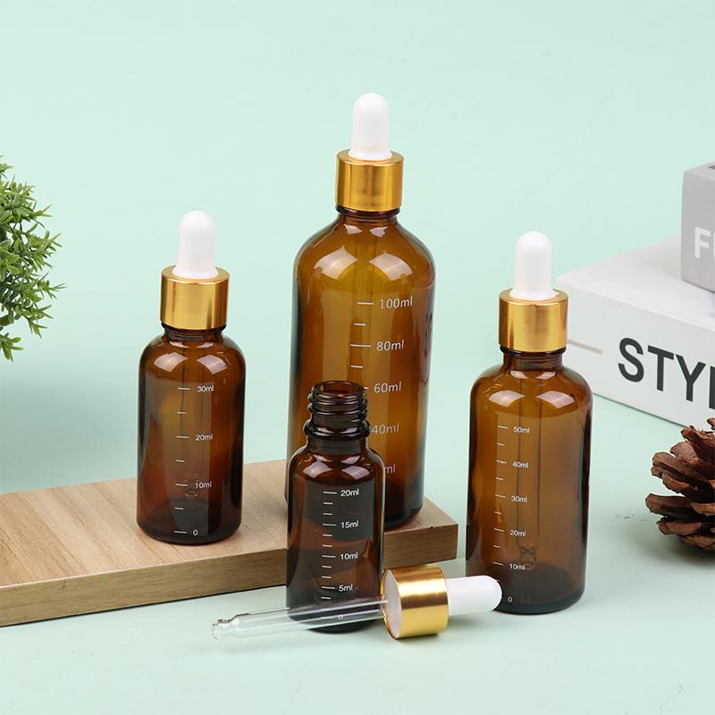 5 ml-100 ml droppflaskor med skalreagens ögondroppe bärnstensfärgat glas Aromaterapi vätskepipettflaska påfyllningsbara flaskor Resor