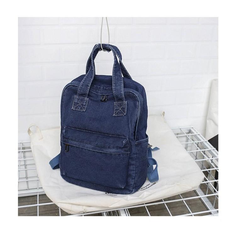 IELGY Korean Version Harajuku Backpack Preppy Style Simple Denim Canvas Backpack