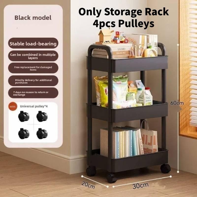 Mały wózek do przechowywania z składanymi, obrotowymi, mobilnymi półkami do organizacji kuchni i sypialni