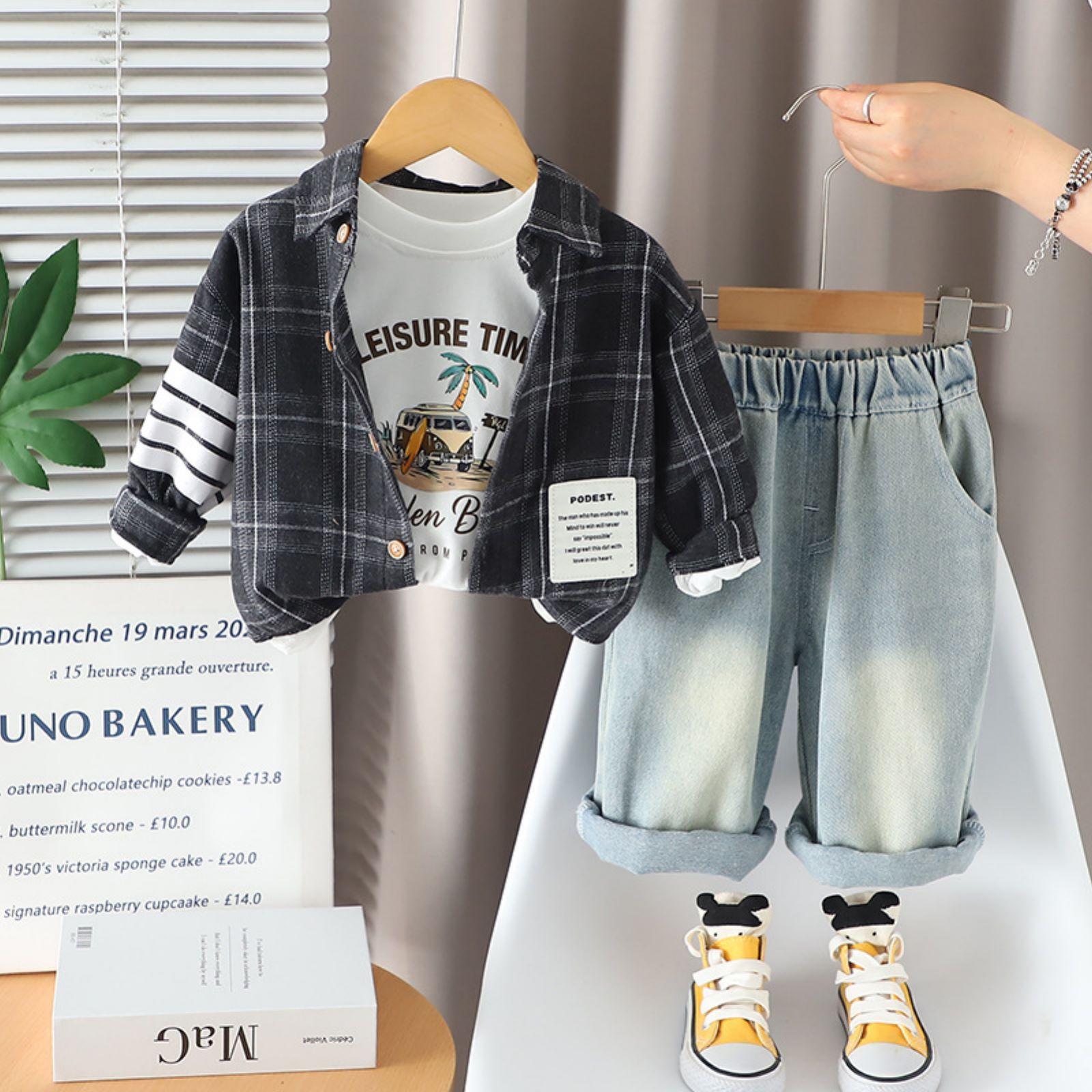 

Детский повседневный комплект с длинным рукавом, удобные наряды для повседневной носки 90 чёрный