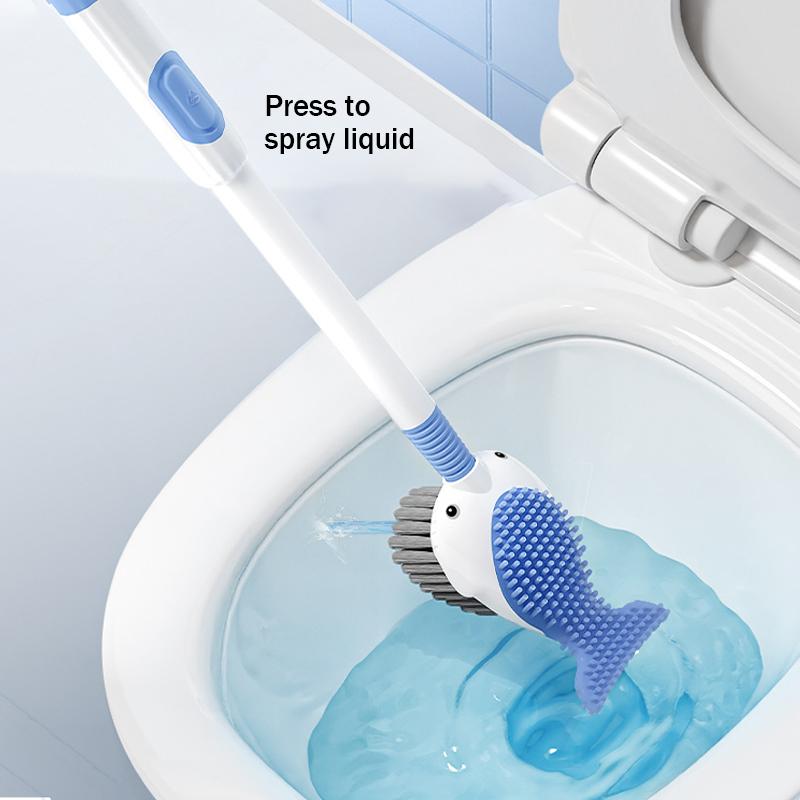 Spray Bálna Folyékony Tapadókorongos WC-kefe Holt Szög Nélkül Szilikon Erős Tisztító Készlet WC Műanyag Kefe