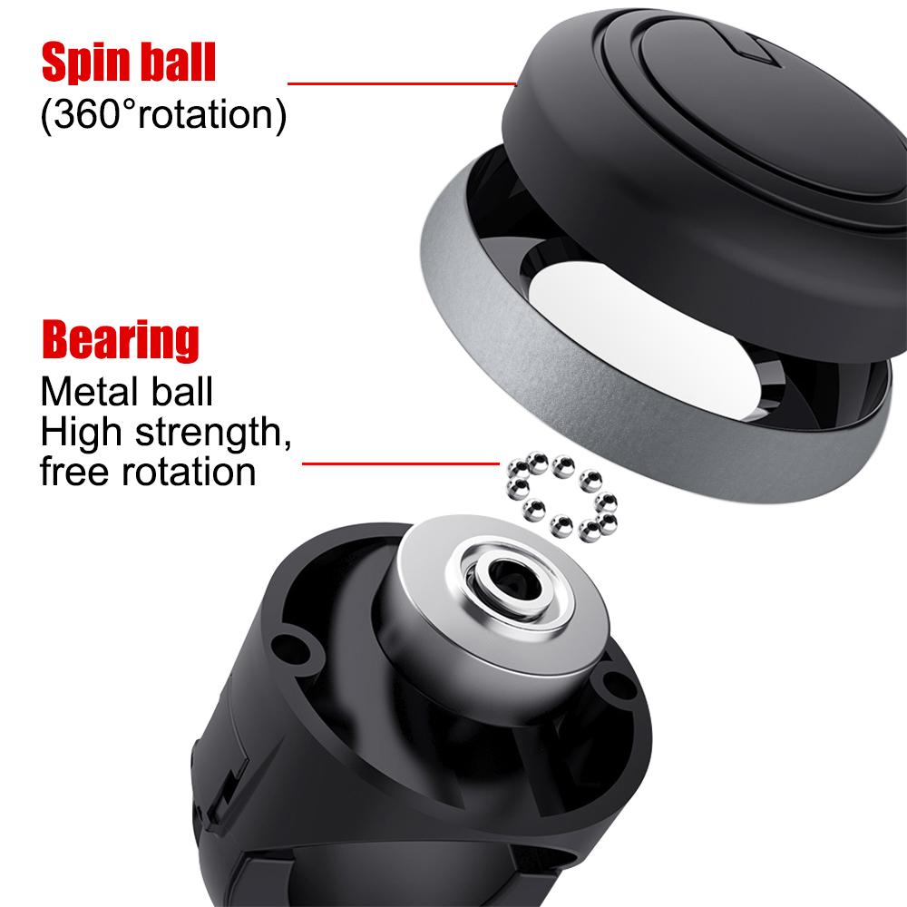 Metal Bearing Power Handle 360 Degree Rotation Turning Steering Wheel Booster Ball Shaped Spinner Knob Black