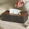 Wooden Tissue Box Leather Tissue Case Aesthetic Rectangular Napkin Boxes Elegant Luxury Napkin Storage Cases Table Decorations