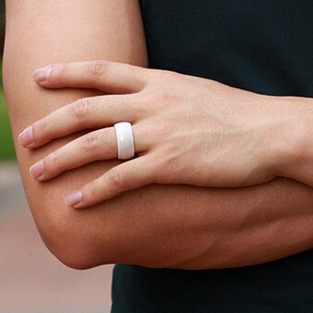 Name Gravur Ok Schmuck 10mm Polierter Weißer Keramikring Für Männer Frauen Verlobungs Hochzeitsringe Party Zubehör
