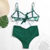 Women's Ruffle Hanging Neck  Sexy Split High Waist Bikini Swimsuit