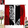Leopard Zebra Decor Window Curtain Red Black Zebra Stripes Abstract Romance Heart Creative Patchwork Modern Fashion Art for Home