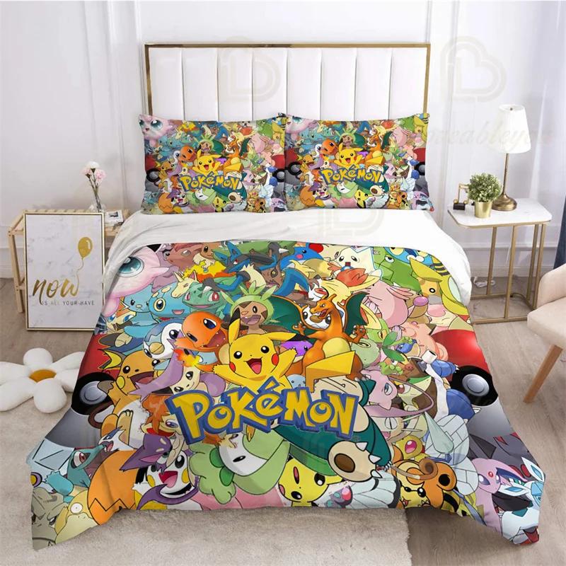 Mewtwo Bedding Set 3pcs EU AU US King Kids Duvet Cover Quilt Pillowcase Double Size Bedroom Bed Linen Decoration