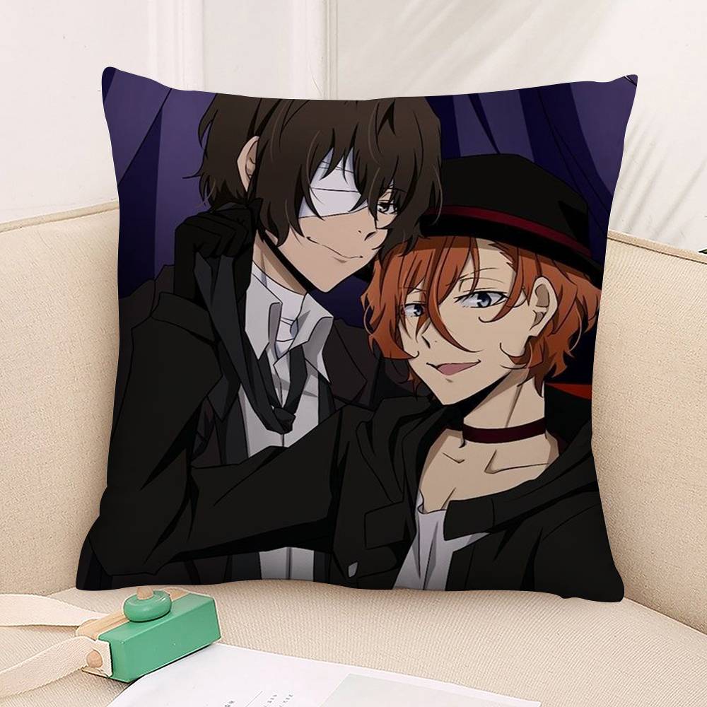 Hot Anime Bungo Stray Dogs Pillow Case 3D Print Polyester Fiber 40*40cm Home Sofa Throw Decoration Festival Gift
