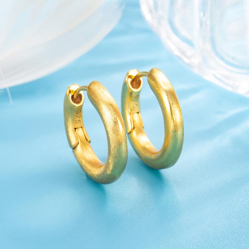 

925 Sterling Silver Vintage Earrings For Women Trendy Simple Bump Gold Earring Jewelry Prevent Allergy Party Accessories Gift
