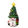 Christmas Cartoon Snowman Ornament USB Powered Glowing Xmas Tree Topper Snowman Figurine Home Office Holiday Party Decoration