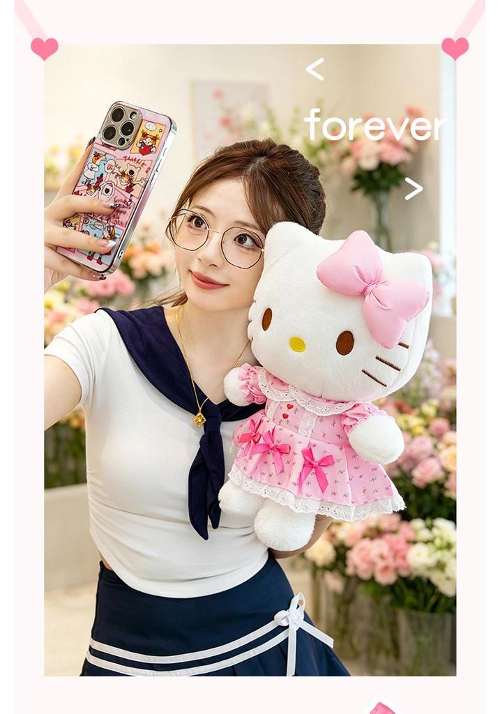 Hello Kitty Cartoon Lace Plush Toy - Cute Cat Doll Gift for Girls