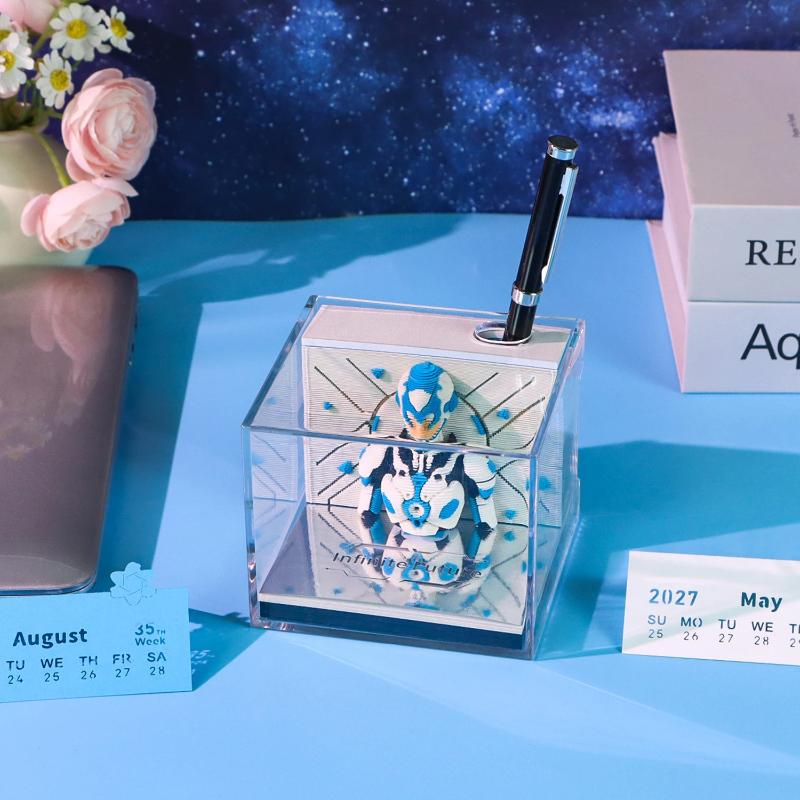 Classic 2027 Desk Calendar with LED Light 3D Tear-away Functional Office Decor