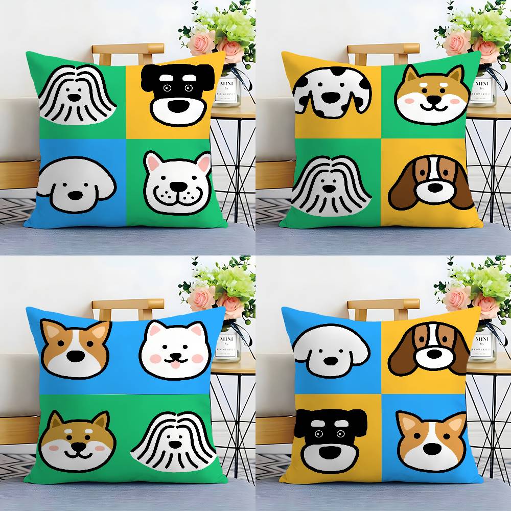 Cartoon Simple Cute Dog Pillow Case Plush Fabric Soft Double Sided Print Home Sofa High Quality Cushion Cover Throw