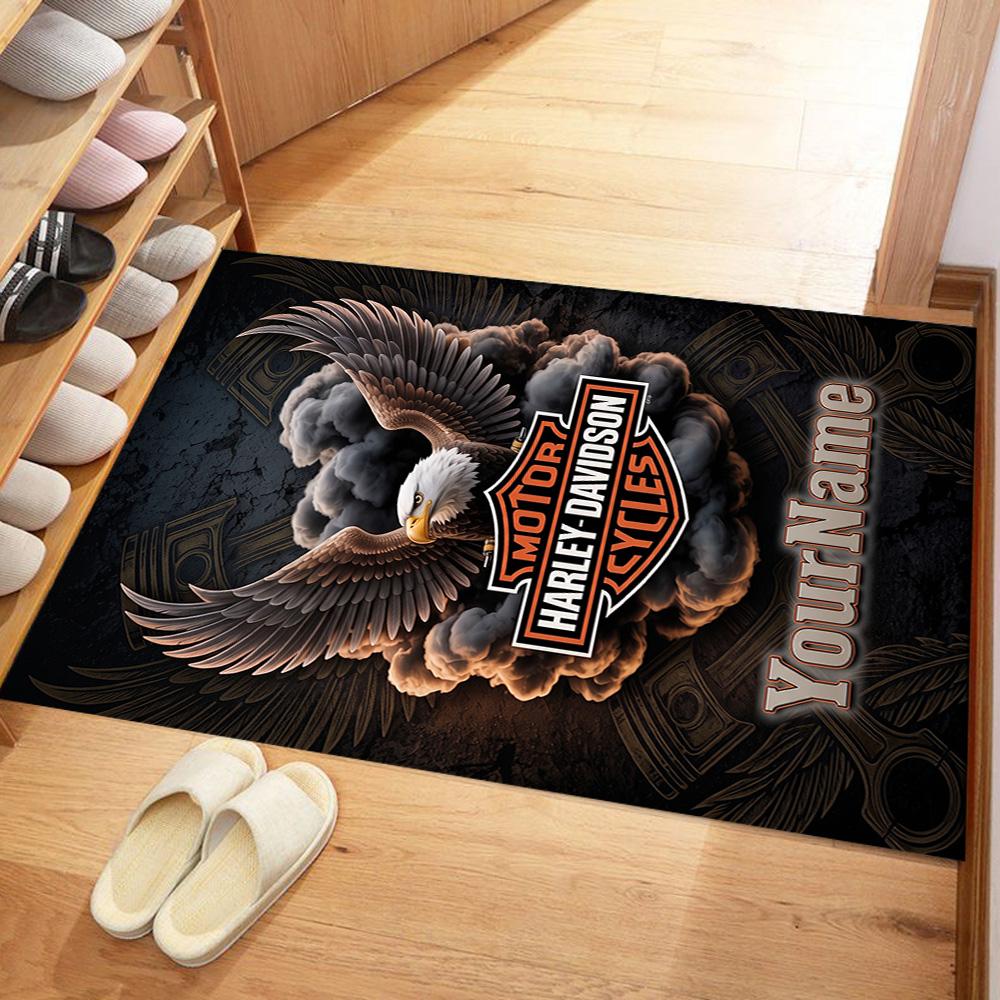 Harley-davidson Motorcycles Customize Your Name Floor Mat Perfect for Outdoor Dining Room Entryway Kitchen Antislip Carpet Anime Office Decor