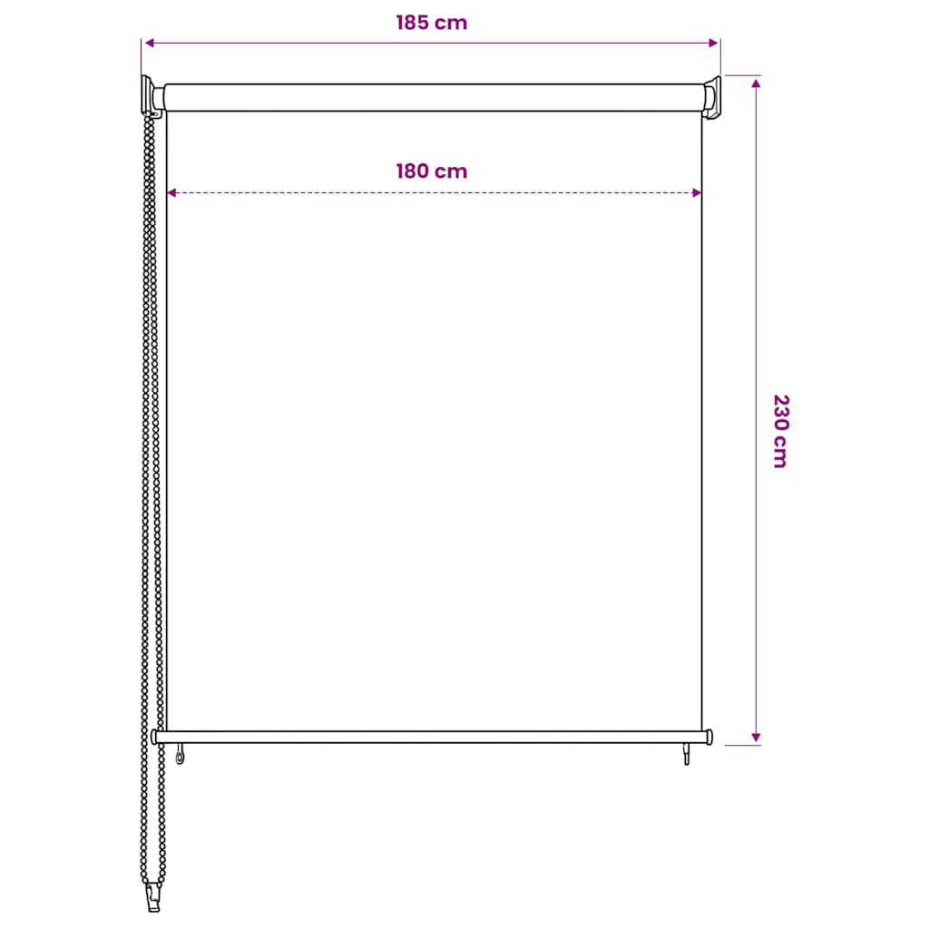 Outdoor Roller Blind 180 x 230 cm Cream White