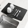 Silicone Dish Drying Mat For Kitchen Counter, Dish Drying Pad, Non Slip Drainy Pad With Built In Drainy, Heat Resistant Stone Drying Mat 18.9*14in