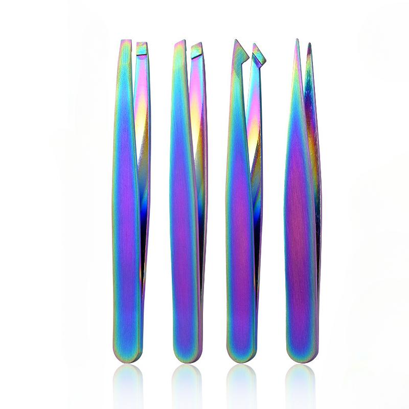 4pcs Stainless Steel Eyebrow Tweezers Set, Unscented Hair Removal Tools, Durable, Accurate & Elegant DesignIdeal for Men & Women