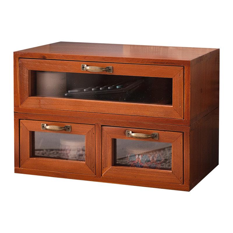 Retro Wooden Desk Organizer and Monitor Stand