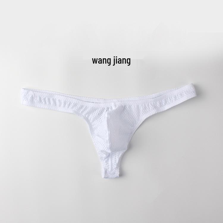 Men's Sexy Low-Rise Nylon Ice Silk Mesh Thong T-Back Underwear