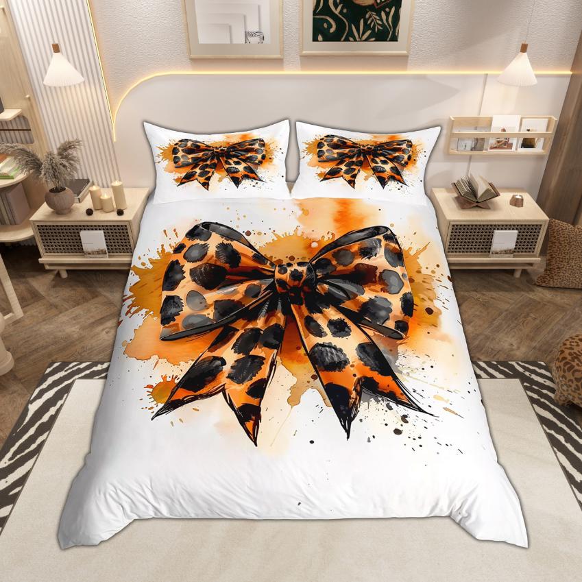 Homewish Brown Cheetah Print Duvet Cover Set Chic Leopard Printed Quilt Cover Set Jungle Animal Theme Bedding Set