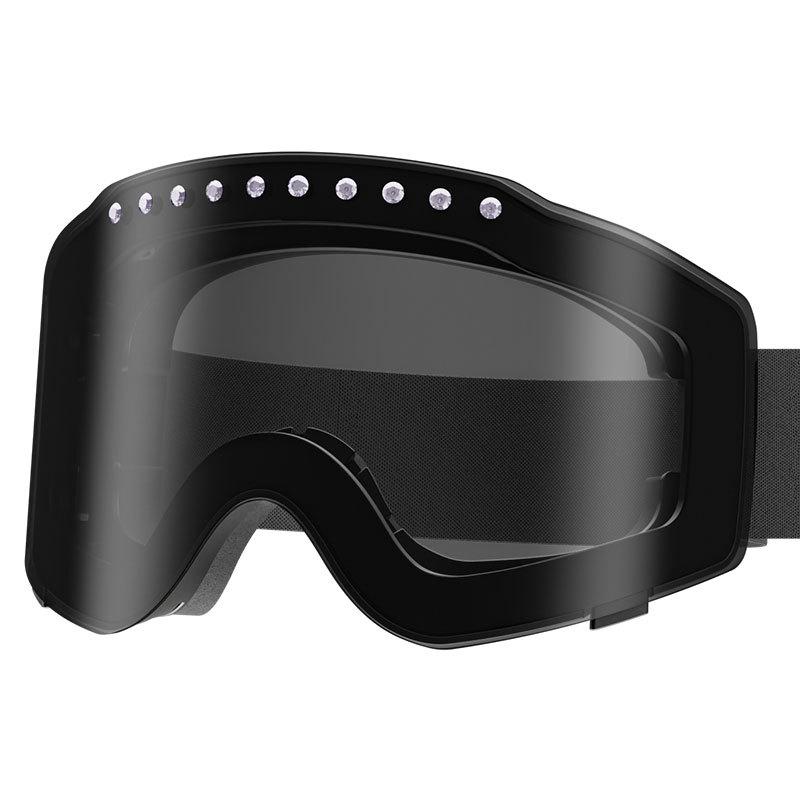 Sports ski goggles, adult-sized, with a wide field of vision, protective eyewear, decorative accents, UV protection, and wind and sand resistance