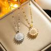 Women'S Rotatable Sunflower Collarbone Chain, Daisy Necklace, Fresh And Versatile Fashionable Neck Accessory.