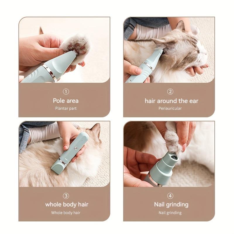 Four-in-one pet push clippers set home rechargeable cat and dog hair shaving nail grinder multifunctional cleaning grooming tool