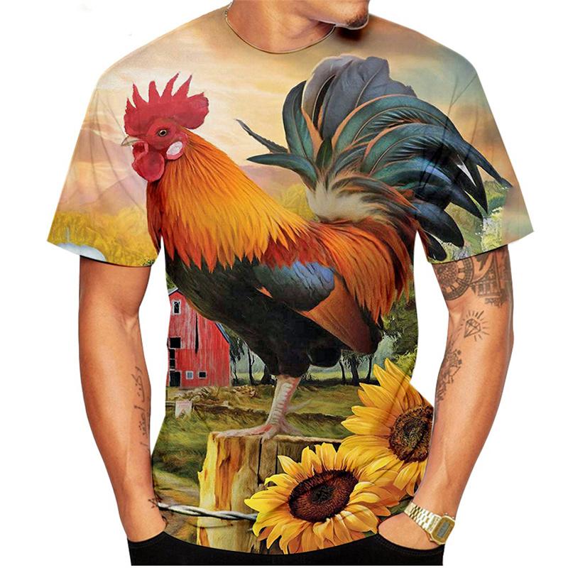 3D Printed Personality Rooster T Shirt For Men Funny Animal Pattern Tees Summer Loose Round Neck Tops Short Sleeve Kids T-Shirts