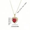 1pc Women's Elegant Red Heart Pendant Necklace, Gold Chain, Suitable For Valentine's Day, Mother's Day & Birthday  Fashion Accessories