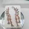 Korean version of the new sweet flash diamond pop leaf leaf tassel crystal water drop stud earrings B1