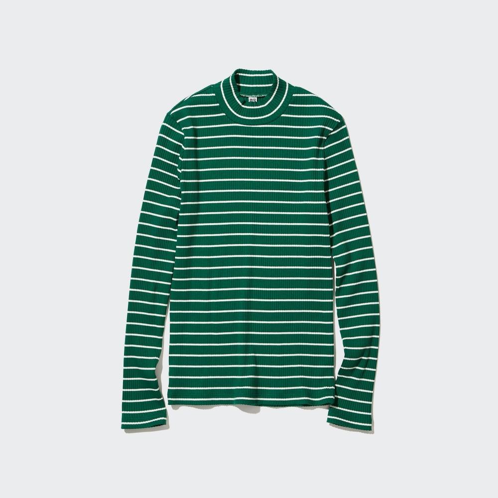 

UNIQLO футболка с высоким воротником и полосками и длинными рукавами