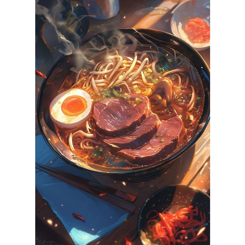 Neon Style Ramen Japanese Food Noodles Eggs Art Poster Canvas Painting Wall Prints Picture for Living Room Home Decor