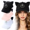 Cat Ear Hip Hop Cap Metal Rings Dad Hat Creative Baseball Caps  Unisex