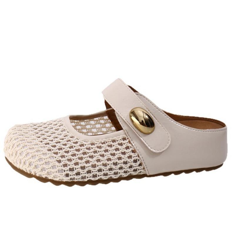 Thick-soled Inner Height Increase Fishing Net Shoes Mesh Surface Breathable Bag Head Half Slippers Women Summer Wear New Sandals