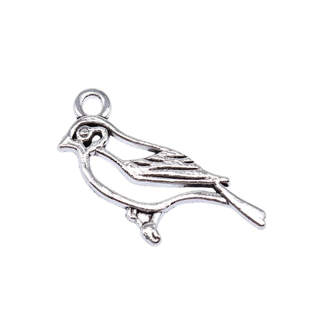 

10шт подвески в виде птиц античное серебро цвет цинковый сплав 27х11мм