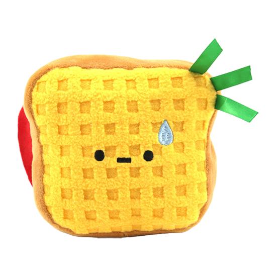 

Plush Toast Dog Chew Toy with Squeaker Crinkle Paper Hot Dog Sandwich Burger Bread Teething Cleaning Food Dispersing Interactive Toy