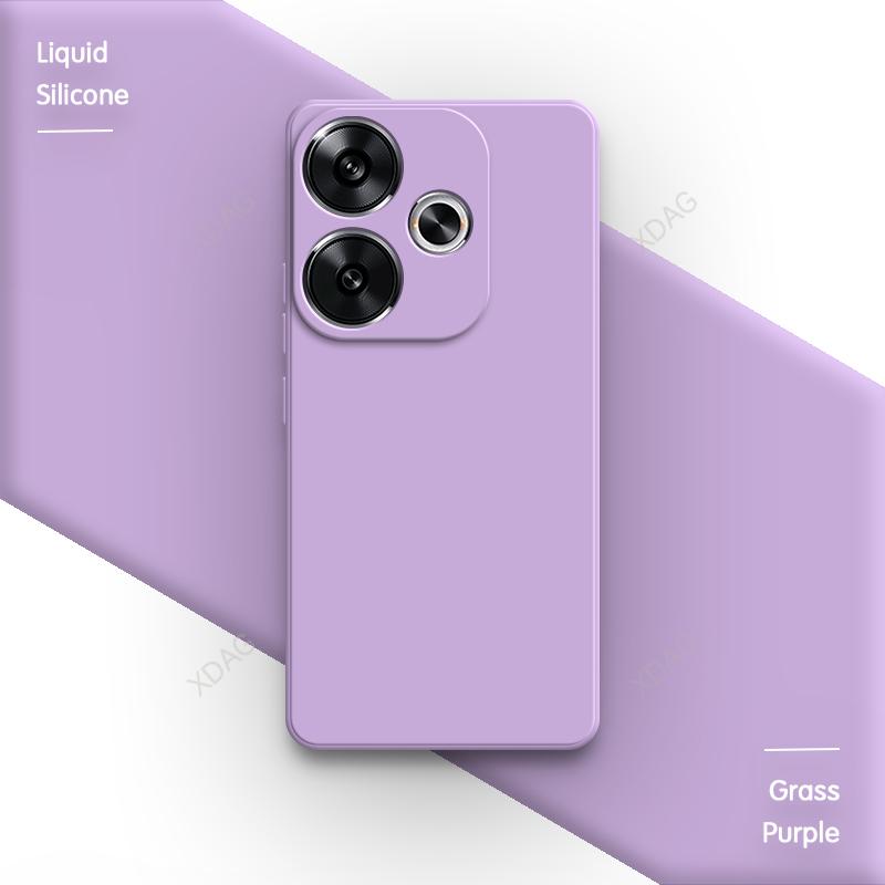 Classic Phone Case for Xiaomi Poco F6 Pro 5G Simple Shell Skin Friendly Square Liquid Silicone  Lens Protection Back Covers