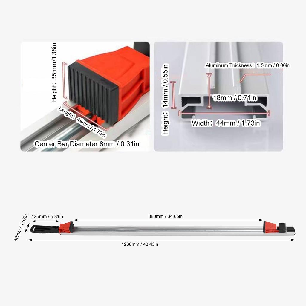 Straight Cut Guide 34.6 Inch NGX Clamp Edge Straight Edge Table Saw Guide for Router