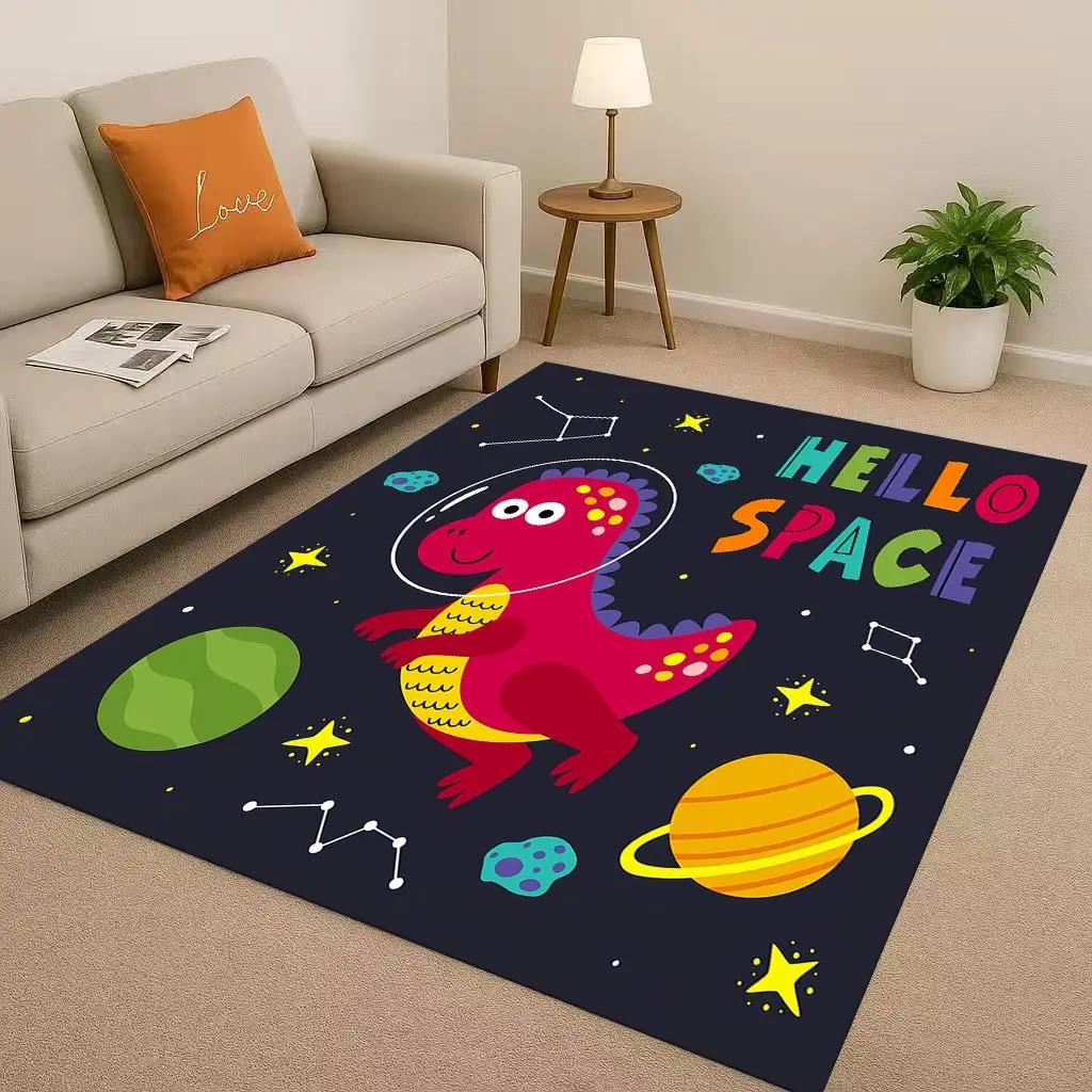 2026 New Space Dinosaur Cartoon Dino Art Living Room Non Slip Area Rug Carpet for Bedroom Kids Playroom Sofa,Home Decor Doormat