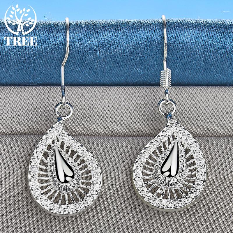 925 Sterling Silver Water Droplets Drop Earring Jewelry