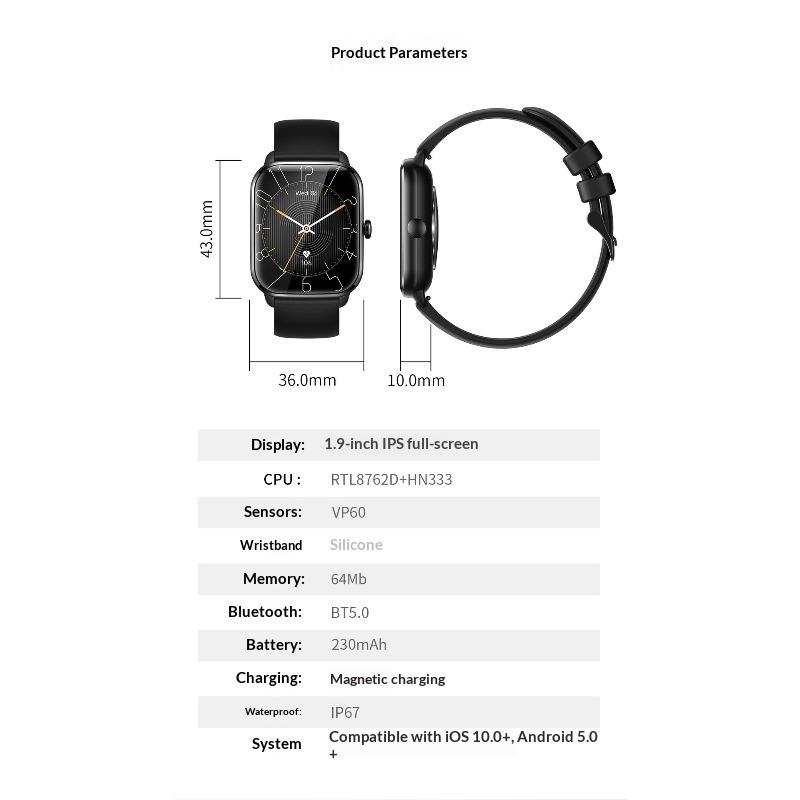 Large Screen Female Smart Watch Heart Rate Blood Pressure Smart Bracelet Bluetooth Call Voice Assistant Waterproof