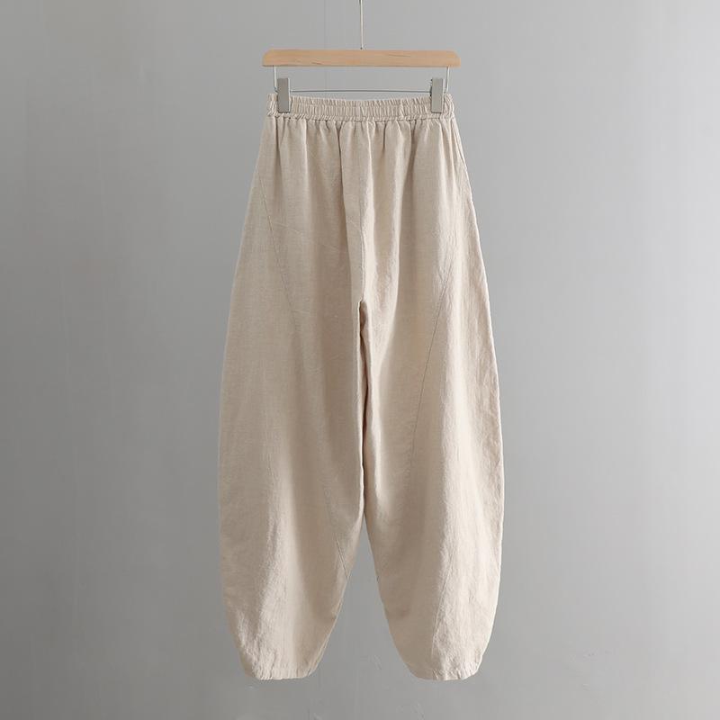 Women's Plus Size Cotton-Linen Zen Tai Chi Pants - 2025 Spring/Summer Retro Style