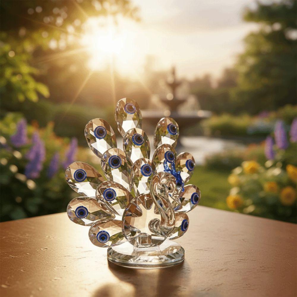 Crystal Crystal Peacock Ornament Romantic Transparent Bird Of Juno Figurines Creativity Exquisite Crystal Animal Collectible trasparente