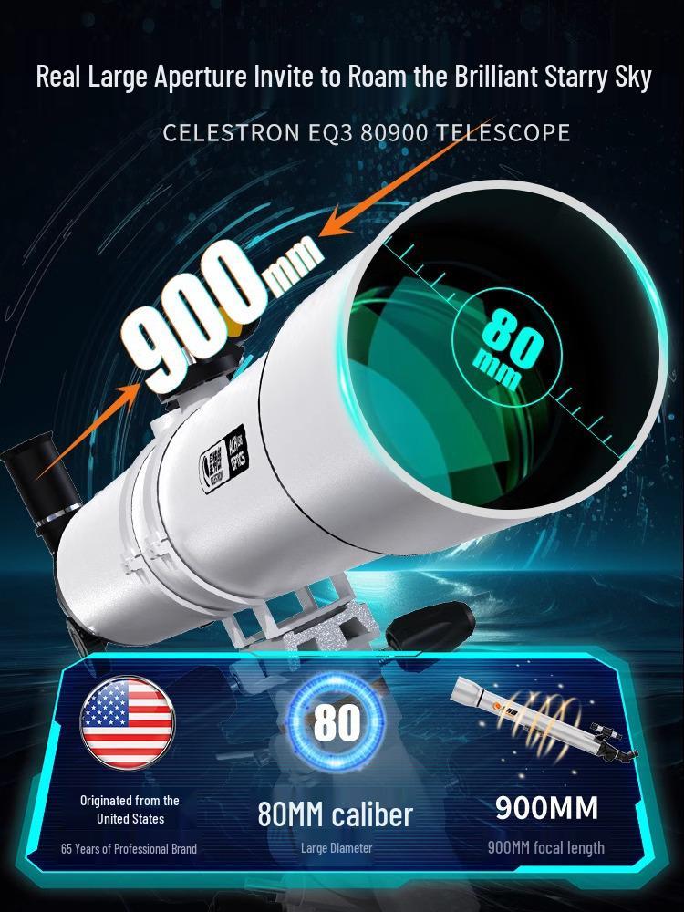 Celestron EQ3 80900-P HD High Magnification Large Aperture Kids' Stargazing Telescope