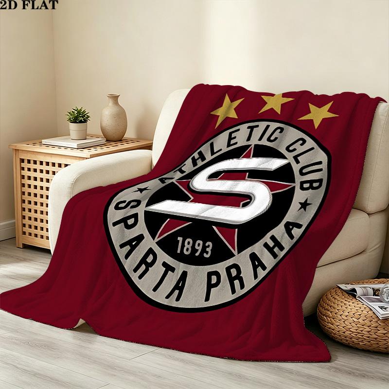1PC Ac Sparta Praha Patterned Flannel Blanket Suitable For All Seasons For Home Decor Warmth And Comfort Gifts Holiday Present