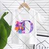 KPop Demon Hunters Child Pullover T-Shirt Cartoon Figure A-Z Letters Short-sleeve Summer Shirt Girl Cotton Casual Loose Clothing