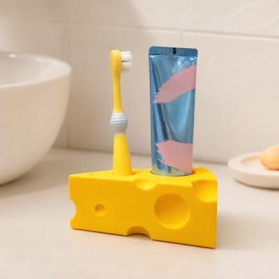 3D-gedruckter Zahnpasta-Aufbewahrungsständer Käseförmiger Zahnbürstenhalter Feuchtigkeitsbeständiger Organizer mit mehrgrößigen Löchern
